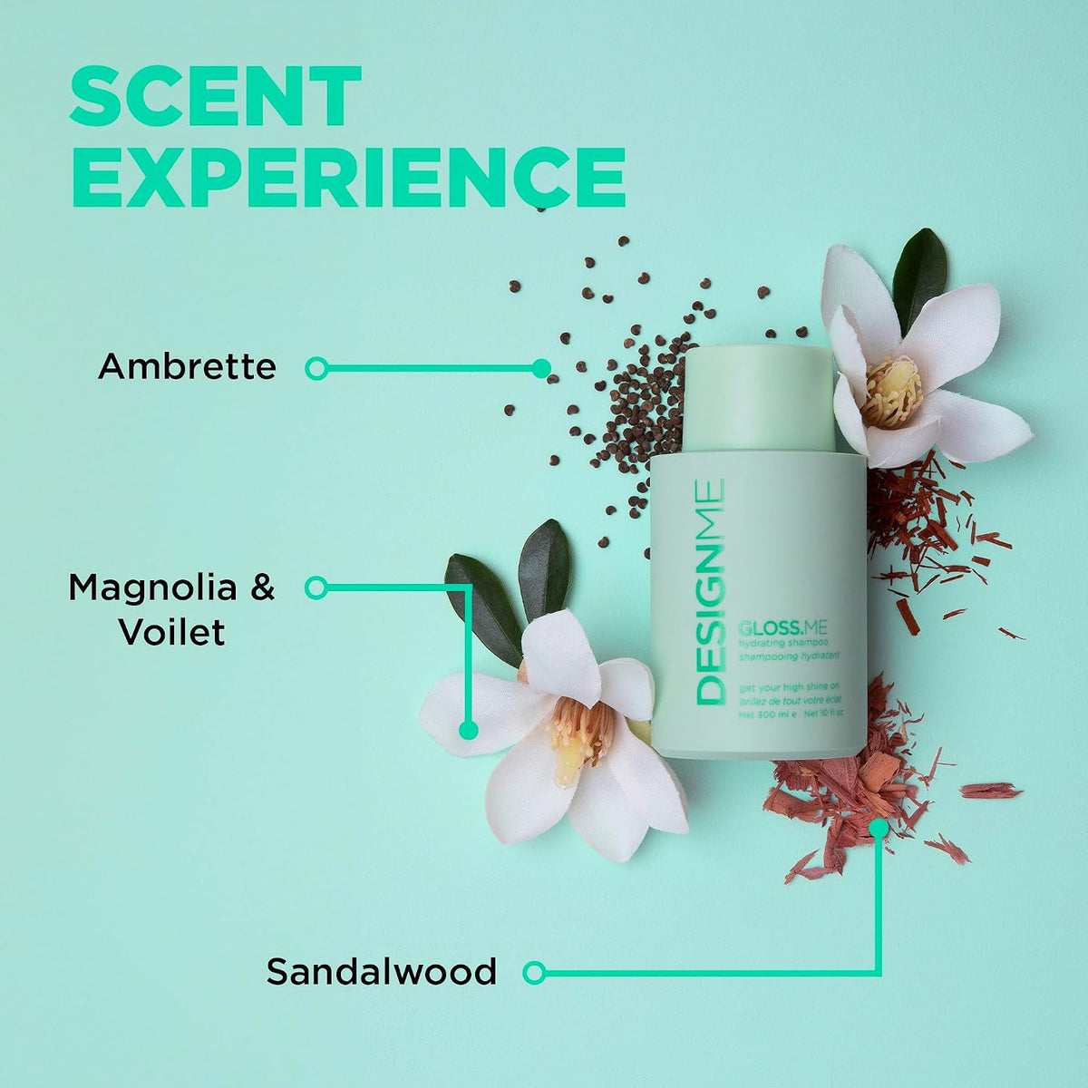 Design.Me GLOSS.ME Hydrating Shampoo | With Hemp & Argan Oil | Adds Softness & Shine | Straight, Wavy, or Curly Hair Shampoo | Sulfate-Free & Color-Safe Moistur