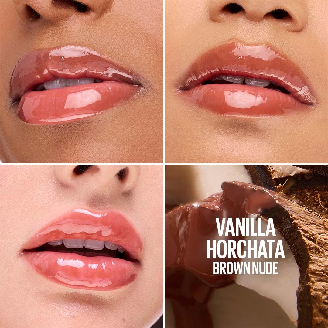 Maybelline New York Lifter Gel Lip Oil In Gel | Glass-like shine | 24H Hydration with Hyaluronic acid + Passionfruit Oil | Softer, bare lips in 1 week - Vanilla Horchata, 6.6ml