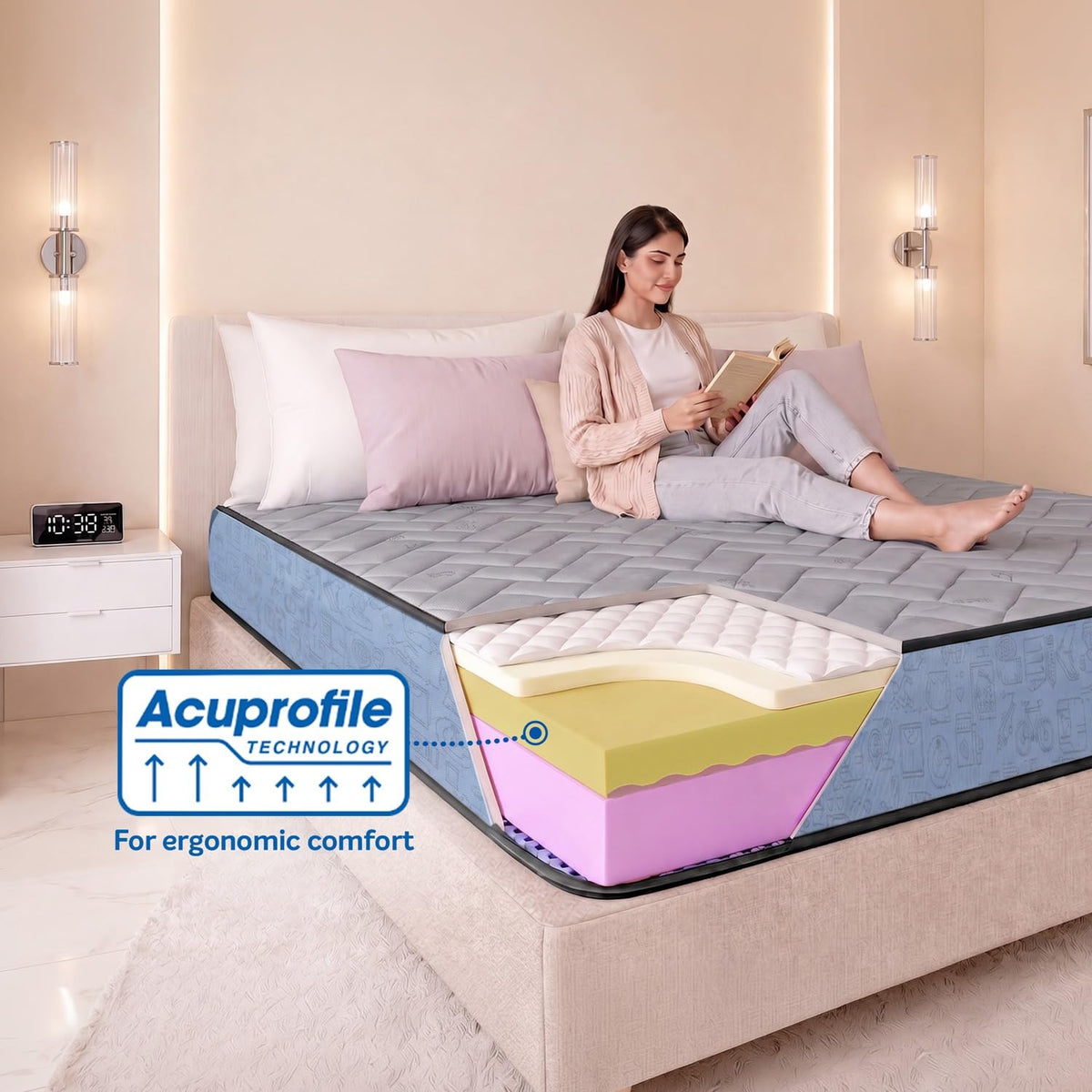 Sleepwell Ortho Pro Latex Mattress | Queen Size 78x60x6 Inch | 100% Pure Natural Latex Orthopedic Support | Pressure Relief | Cool Yarn Fabric | Neem Fresche An