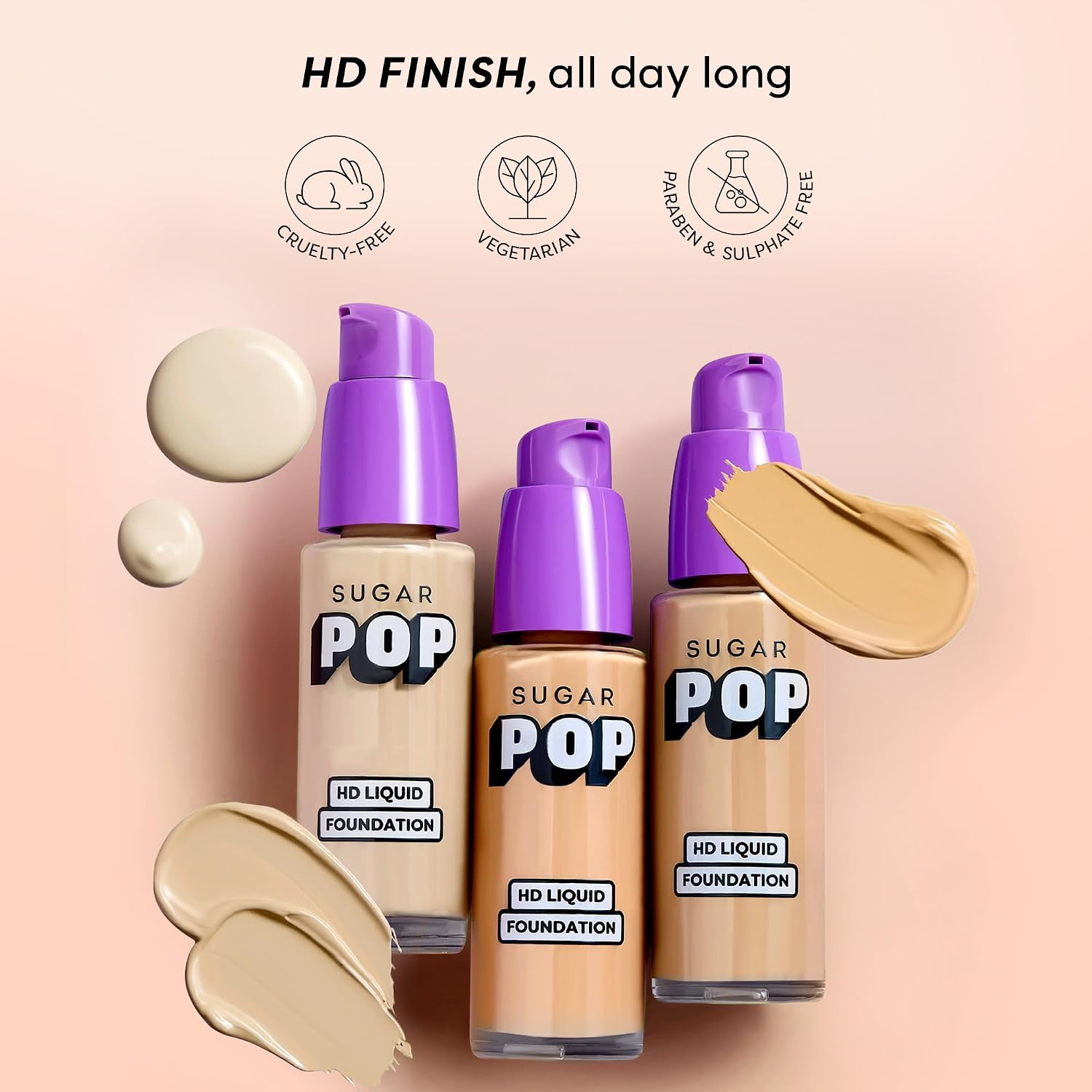 SUGAR POP HD Liquid Foundation with SPF 30 | Lasts upto 16hrs | Full Coverage | Water-Resistant | Matte Finish | 30ml - 03 Cashew
