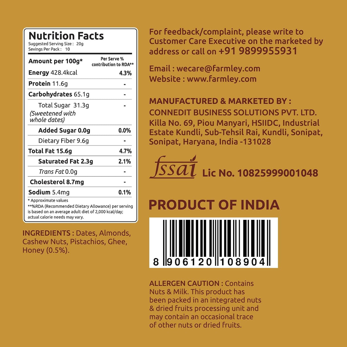 Farmley Classic Date Bites & Dark Choco Orange Date Bites Tin Jar 200g X 2 I Dates Barfi Made with Dates, Pista, Cashews, Almonds, Honey and Pure Ghee Date Bite