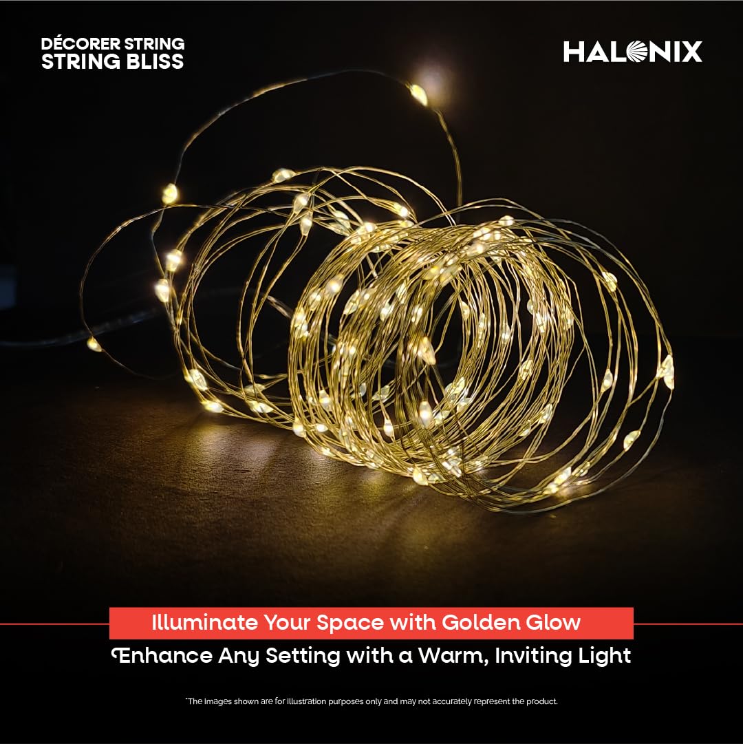 Halonix Bliss Rice Light | Decorative Light | Fairy Light | USB Powered | String Light | Diwali Light | Warm White| Pack 1 |Diwali Lights for Decoration for Hom