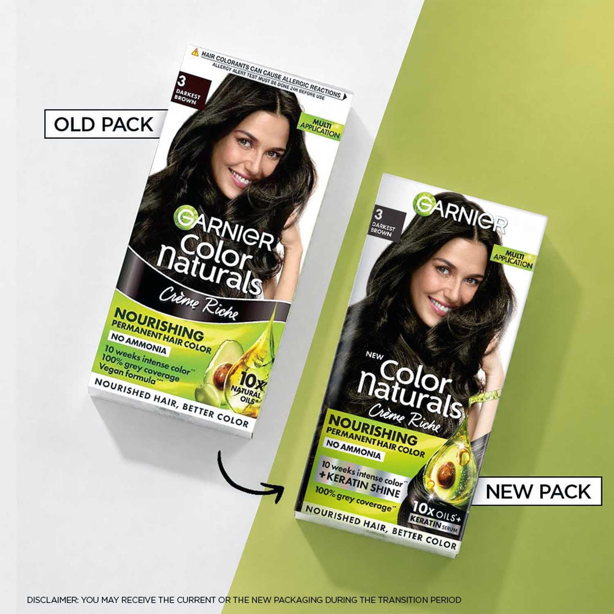 New Garnier Color Naturals with Keratin Shade 3 Darkest Brown SHADE 3, DARKEST BROWN (Pack of 1)