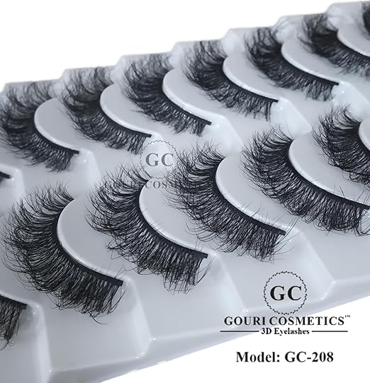 GOURI COSMETICS™ 3D FALSE EYELASHES - False Eyelashes for Women - (10 Pair Pack) TM10 204