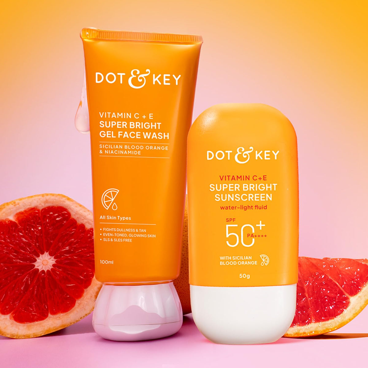 DOT & KEY Vitamin C + E Super Bright Gel Face Wash+Vitamin C + E Super Bright Sunscreen
