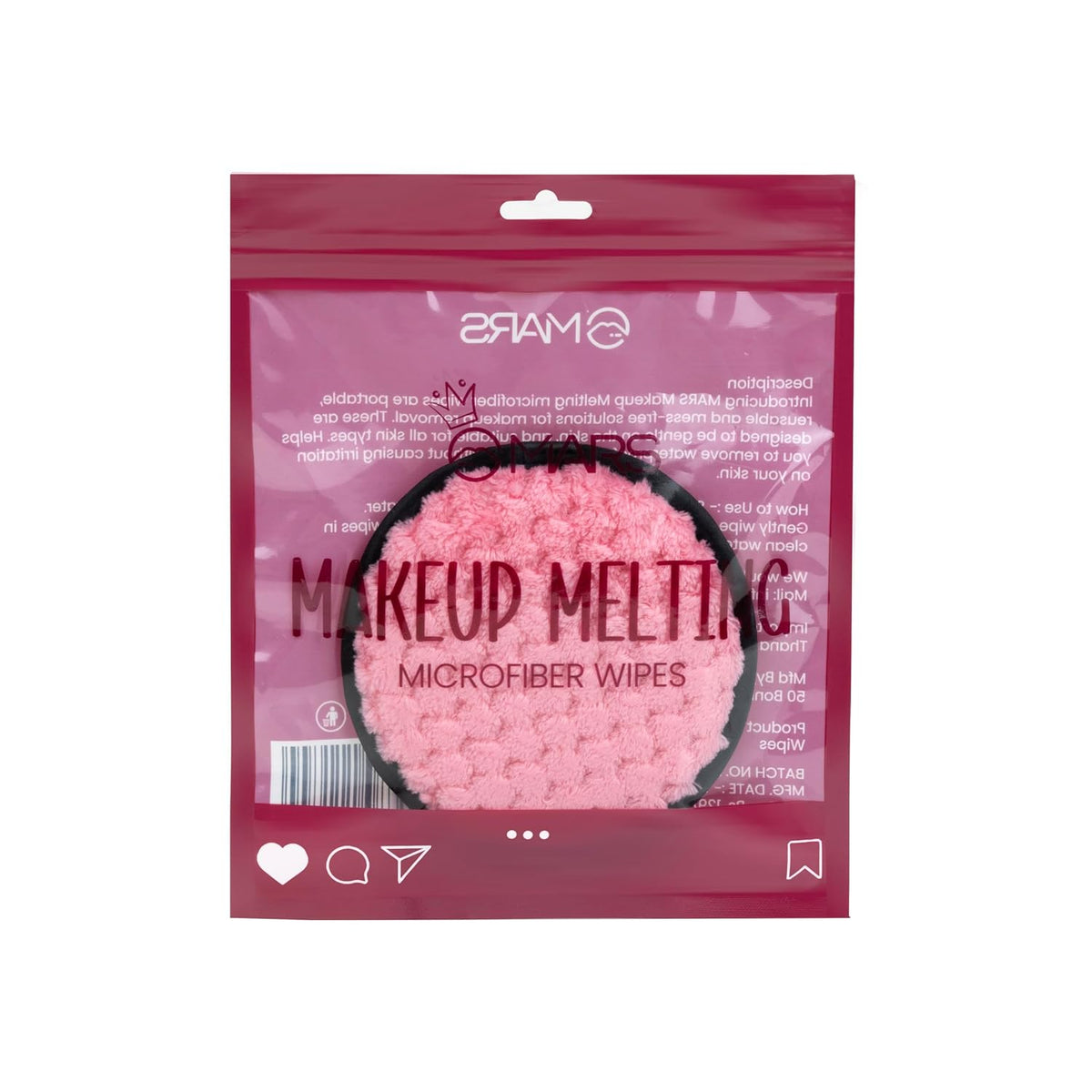 MARS Makeup Melting Microfiber Wipes| Reusable | Effortlessly Removes Waterproof makeup | Gentle on Skin | All Skin Types (Pack of 1)