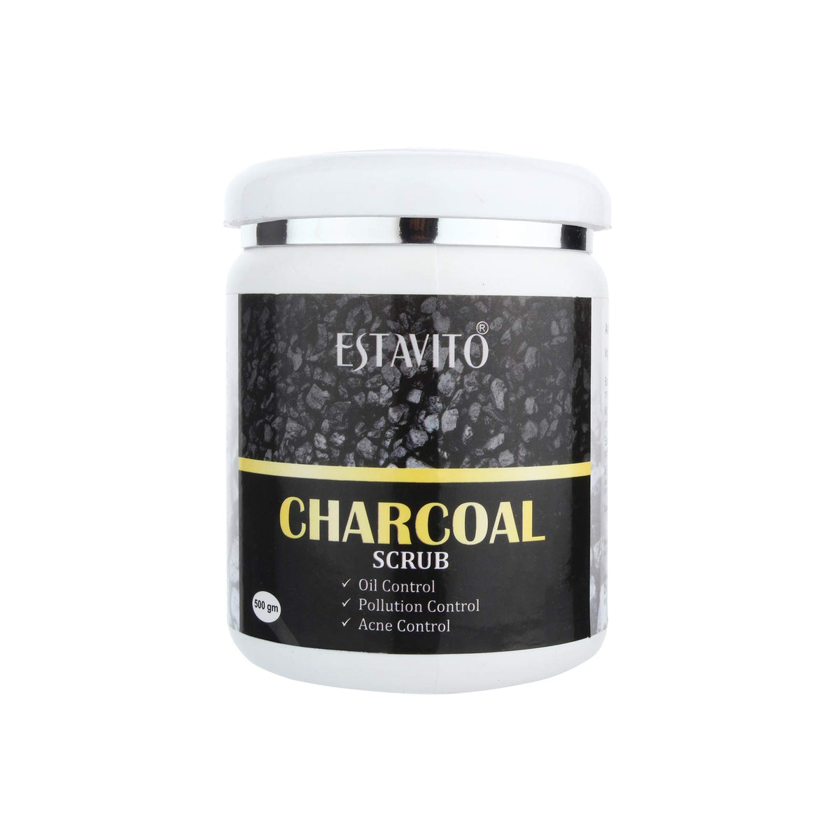Estavito Charcoal Scrub 500gm With active Charcoal Extracts WITH 6 BENEFITS (Deep cleanses|Nourishes|Protects|Smoothens|Tightens|Brightens) For all skin types