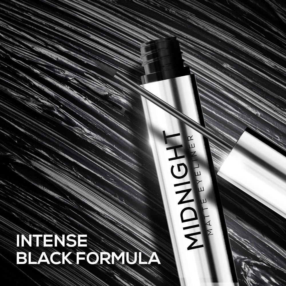 RENEE Midnight Matte Eyeliner, Darkest Black, Long Lasting, Smudge-Proof & Waterproof Formula, One-Swipe-Application with Intense Pigment, Enriched with Vitamin E, Camomile & Aloe Vera, 2.5ml