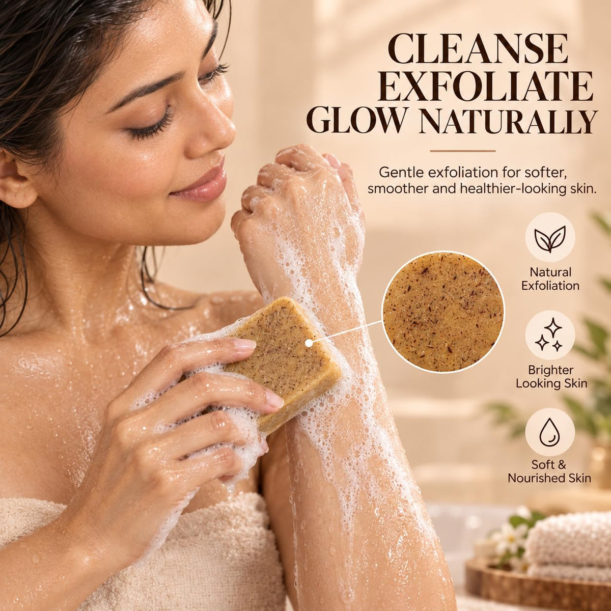 Magic Bath Soap with Sandalwood and Saffron, 100 Gms, Pack of 3