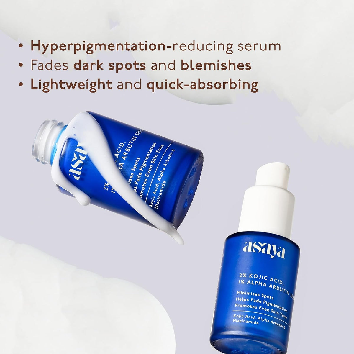 Asaya 2% Kojic Acid + 1% Alpha Arbutin Face Serum | Advanced Brightening & Pigmentation Correction | Lightweight Kojic Acid Serum for Even Tone & Radiant Skin |
