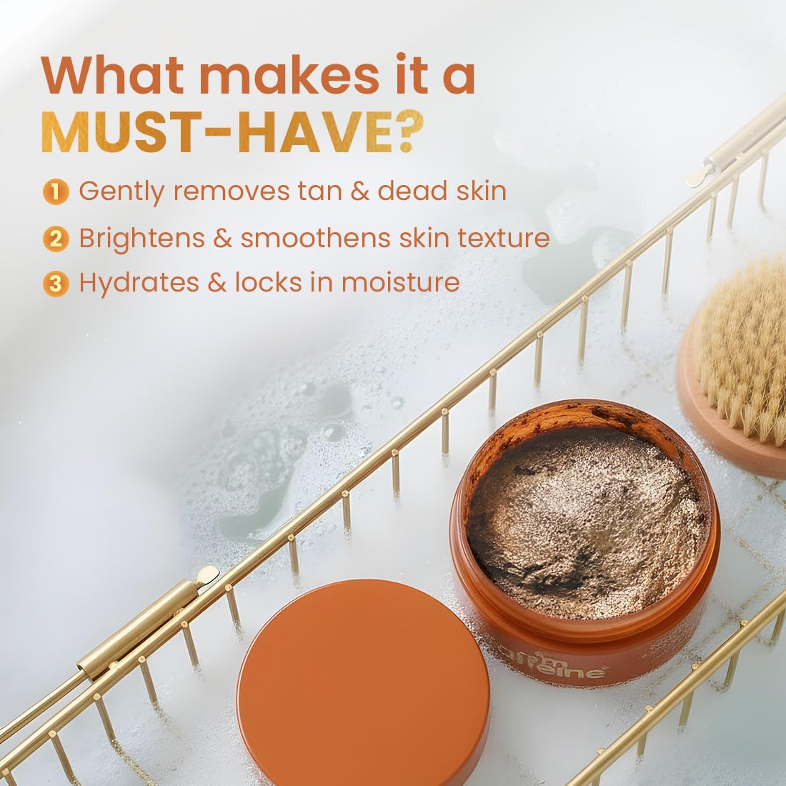 mCaffeine Caramel Eclairs Coffee Body Scrub for Removing Tan & Dead Skin| 10% Coffee Grounds, AHA- Glycolic & Lactic Acid | Smooth, Soft & Bright Skin| Sweet Ca
