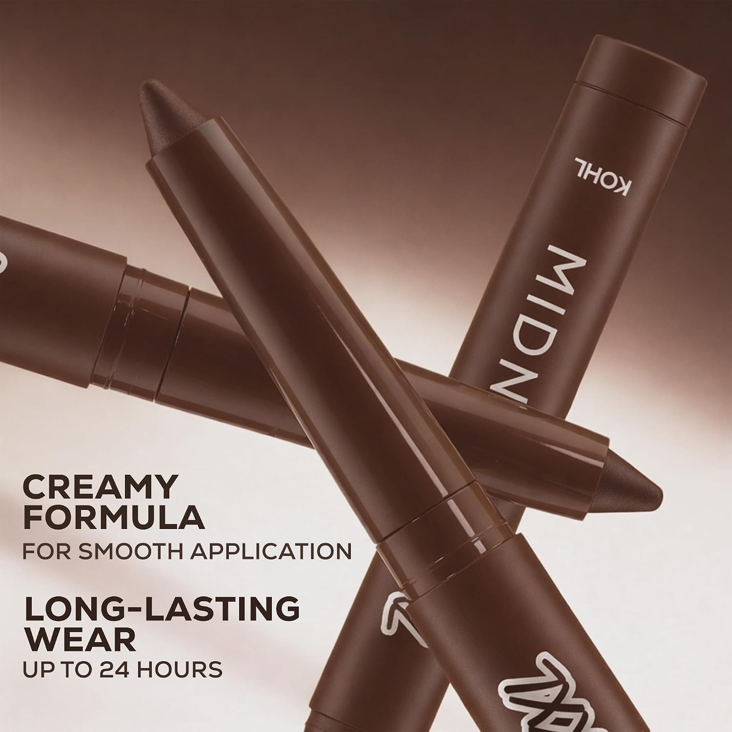 RENEE Midnight XXL Kajal | Brown Kohl Pencil with Built-in Sharpener | Waterproof, Smudge-proof, 24Hr Long-Lasting | Ultra-Rich Pigment, Smooth Glide | 1.5g