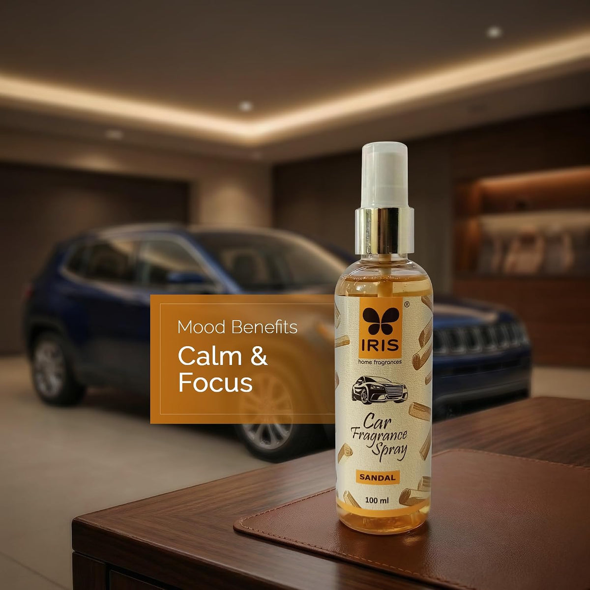 IRIS Sandalwood Car Air Freshener Spray | Long-Lasting Fragrance | 100ml