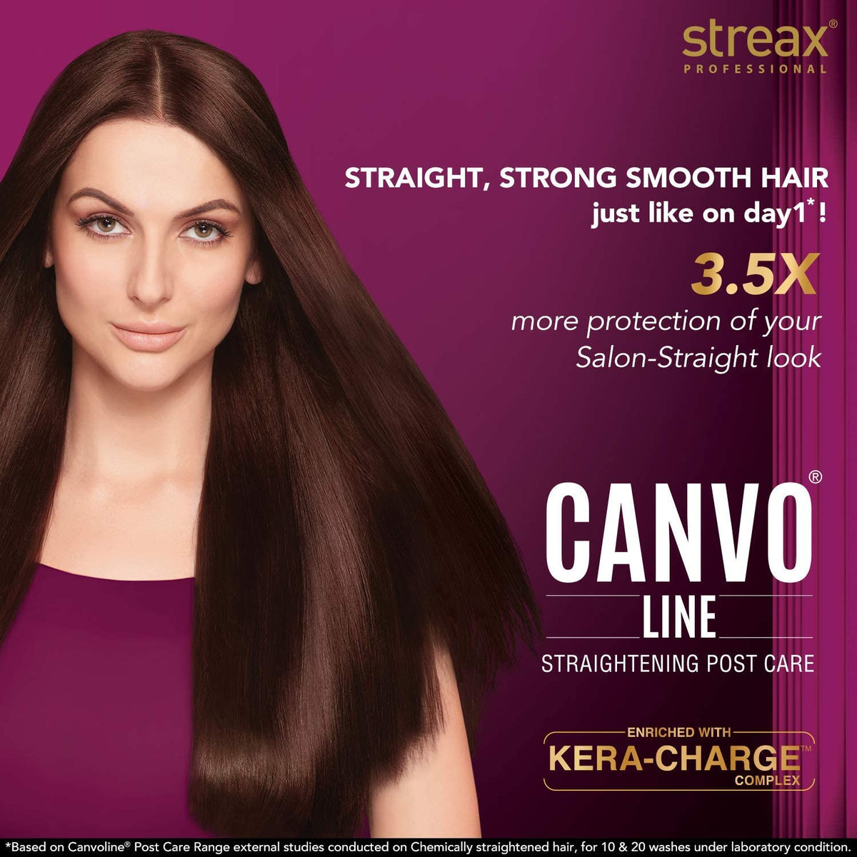 Streax Professional Canvoline Straightening Post Care Shampoo| Enriched with Kera-Charge™ Complex | Anti Frizz & Hair Breakage | Soft & Tangle Free Hair | Sulph