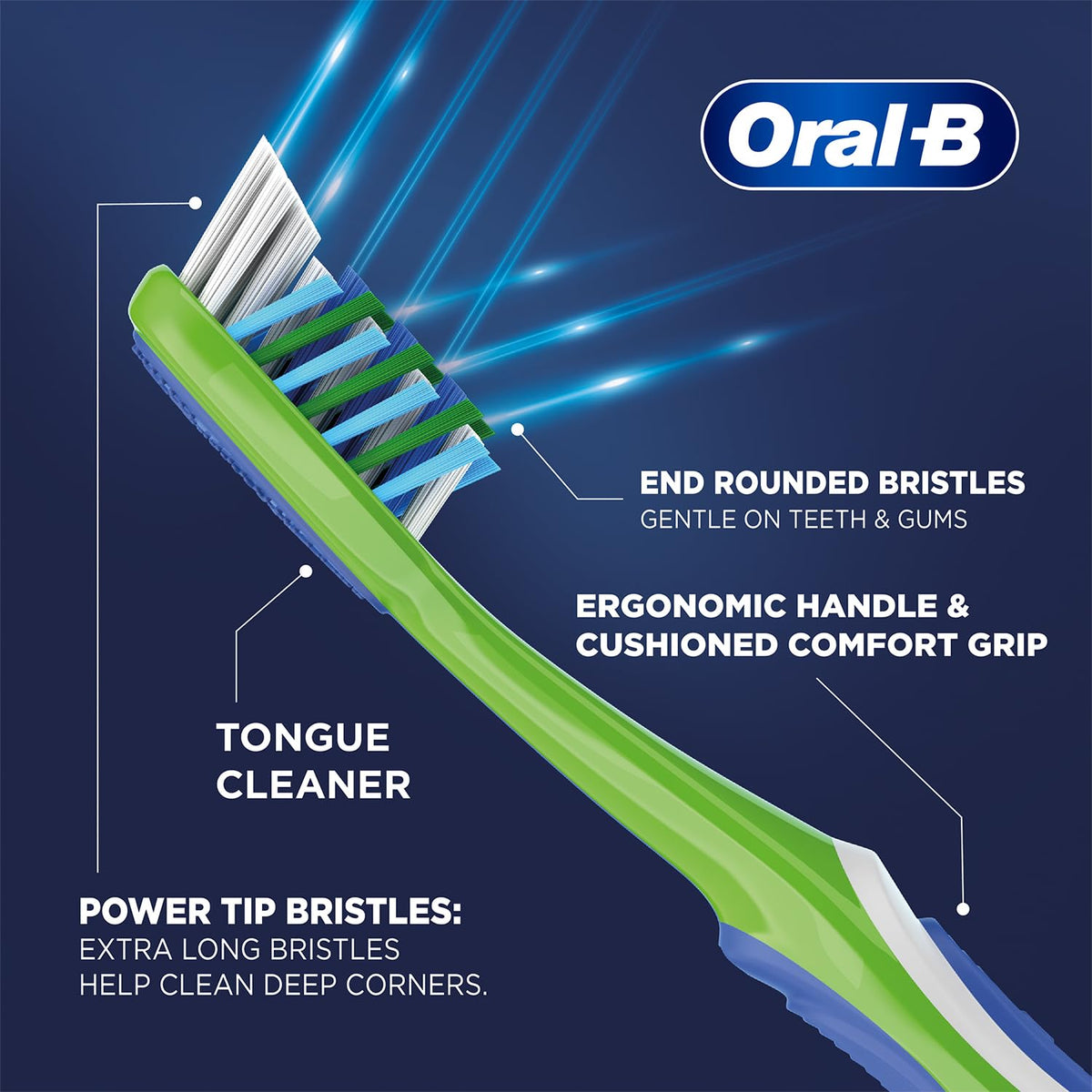 Oral-B Criss Cross Deep Clean Medium Bristles Manual Toothbrush For Adults,Tongue Cleaner, Multicolour Tooth Brush Set, Oral B Dentist Recommended Brand (Family