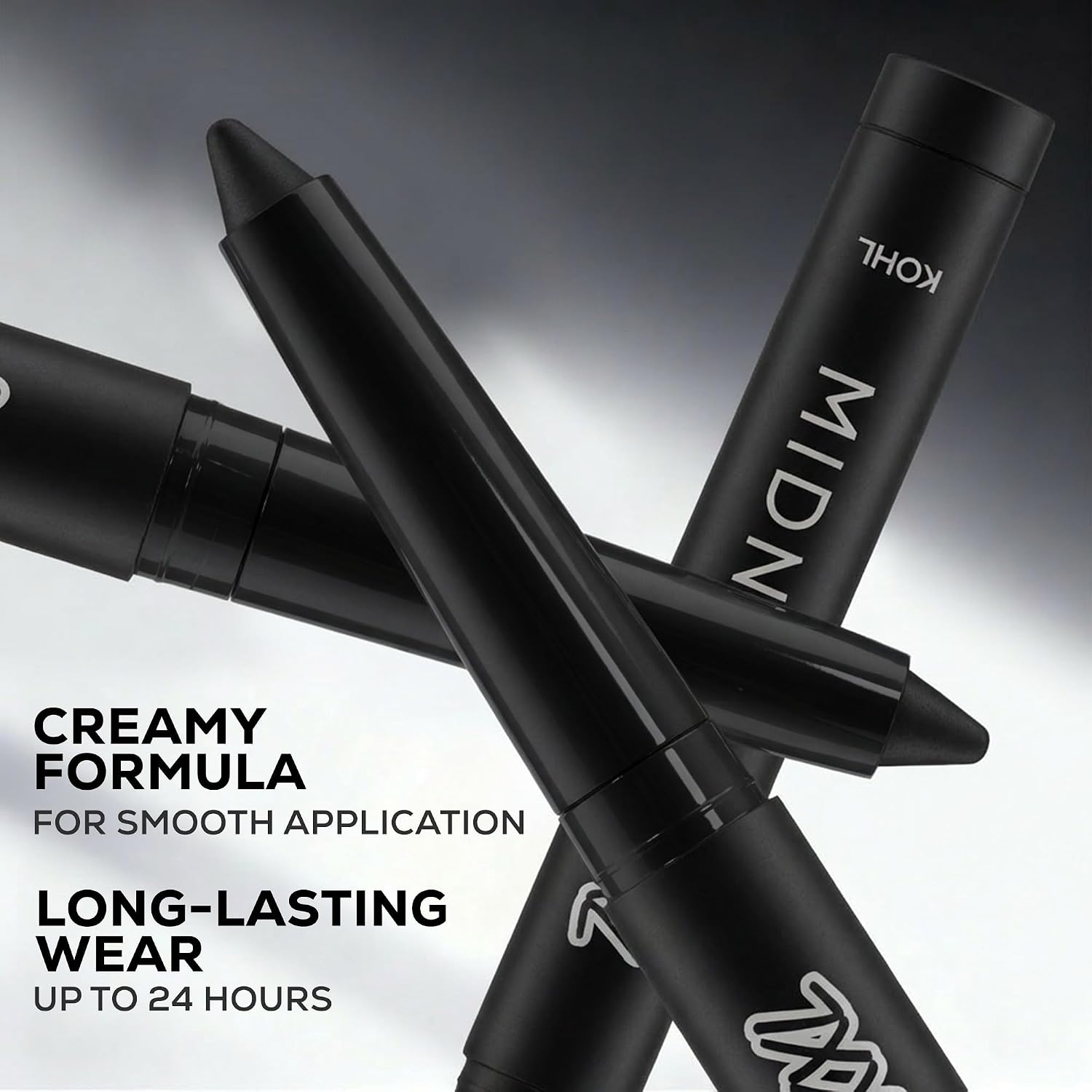 RENEE Midnight XXL Kajal | Black Kohl Pencil with Built-in Sharpener | Waterproof, Smudge-proof, 24Hr Long-Lasting | Ultra-Rich Pigment, Smooth Glide | 1.5g