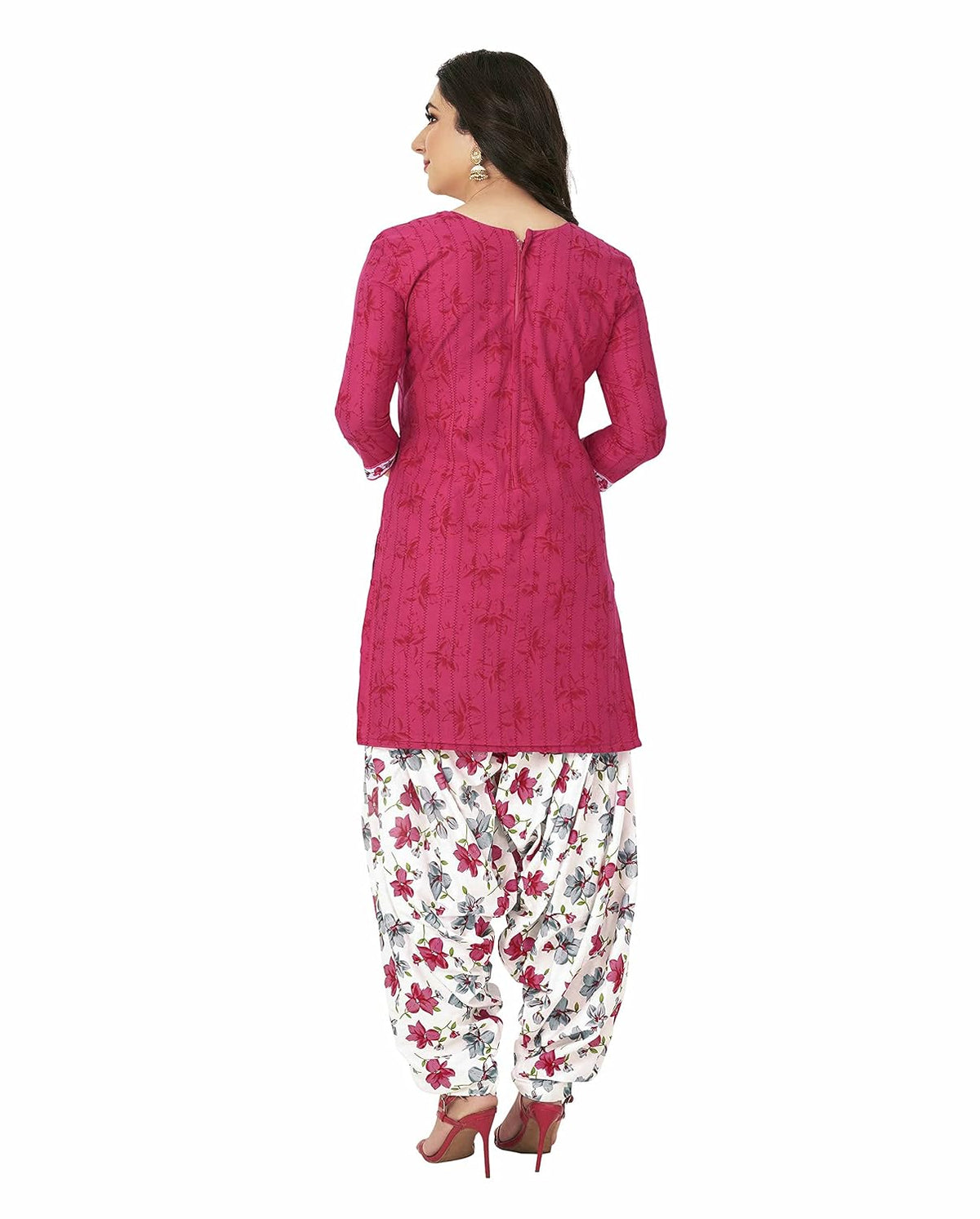Miraan Cotton Printed Readymade Salwar Suit For Women (MIRAANSGPRI920) 2XL Pink