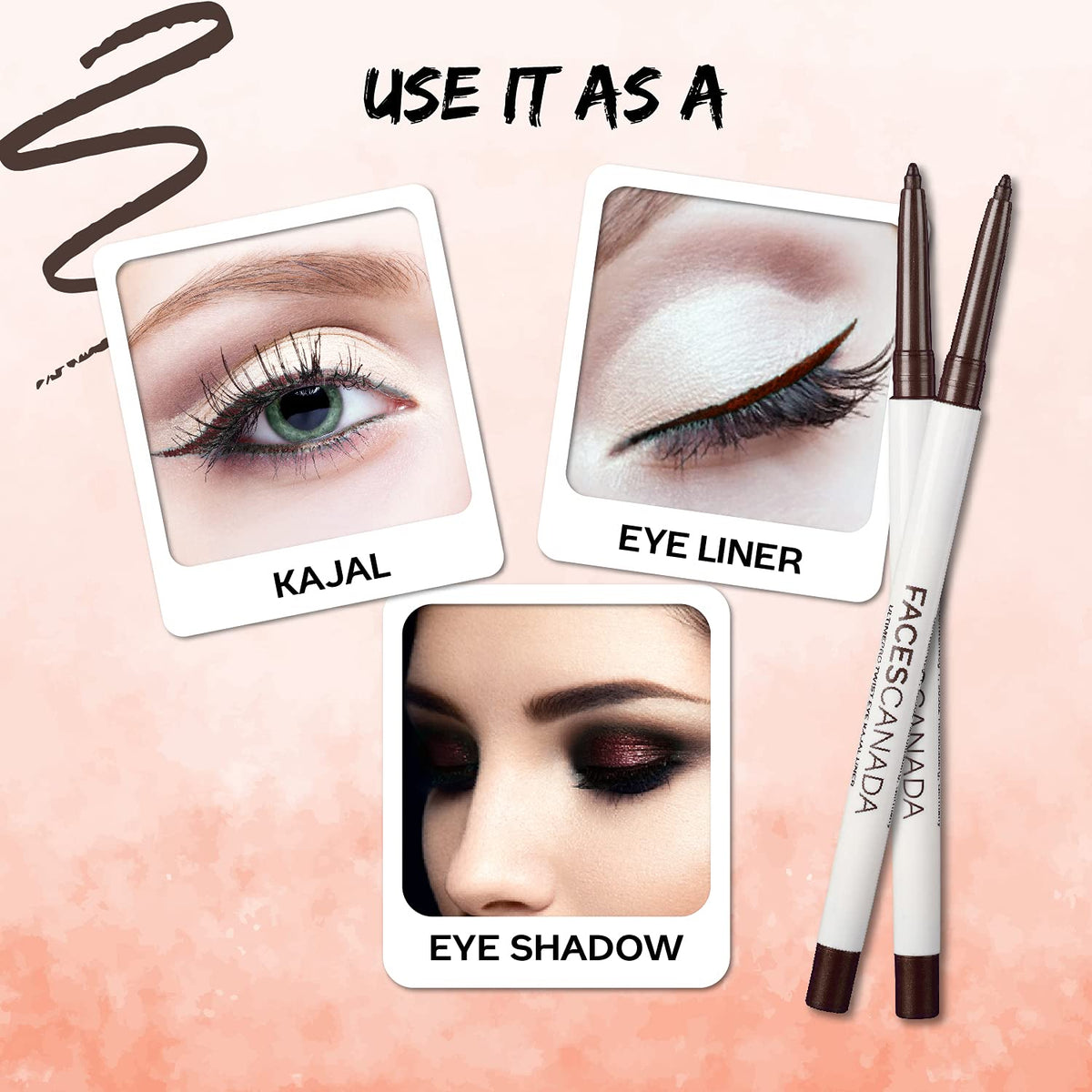 Faces Canada Twist Eyeliner Pen, Brown, Matte Finish Brown 02