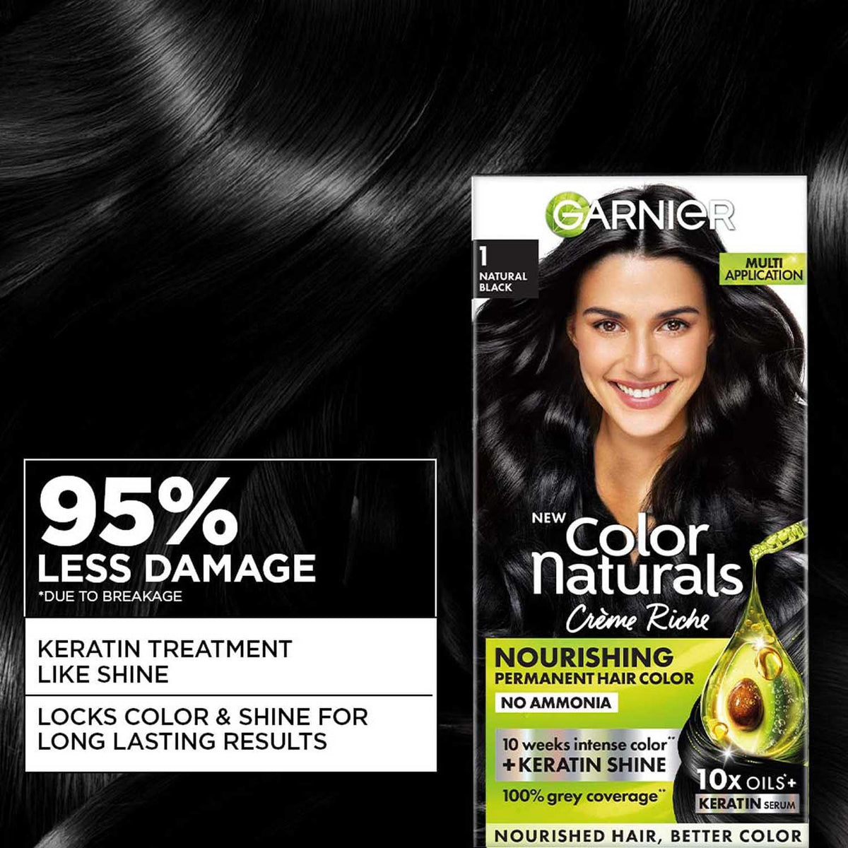 New Garnier Color Naturals with Keratin Shade 3 Darkest Brown SHADE 3, DARKEST BROWN (Pack of 1)