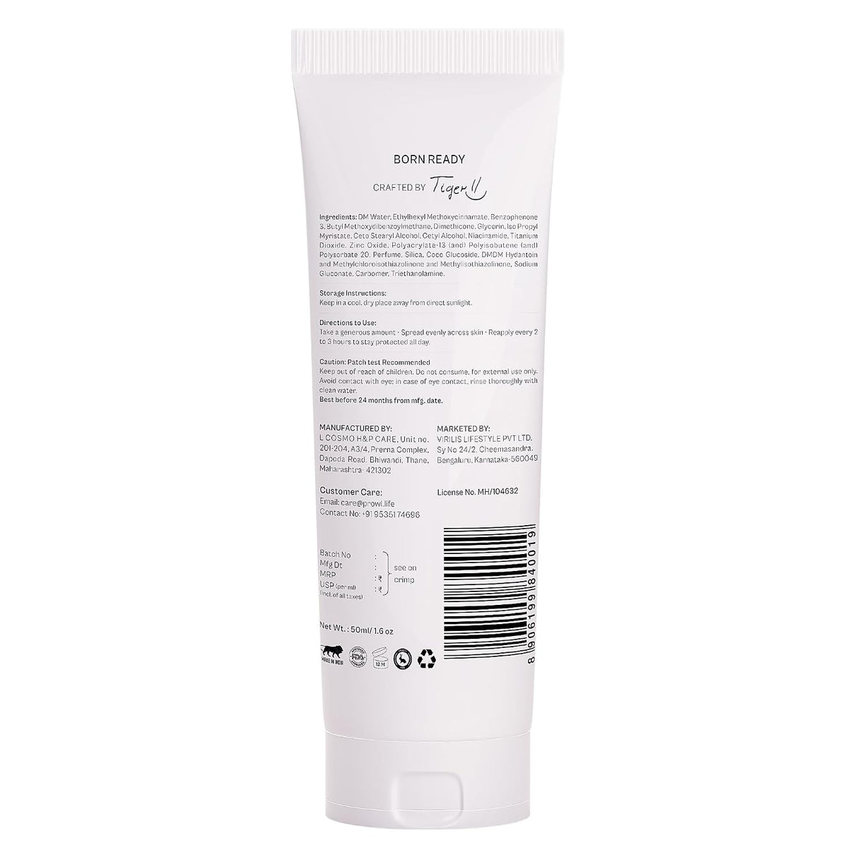 PROWL by Tiger Shroff SPF50 PA++++ Sunscreen for Men Face with Niacinamide For Dry Skin