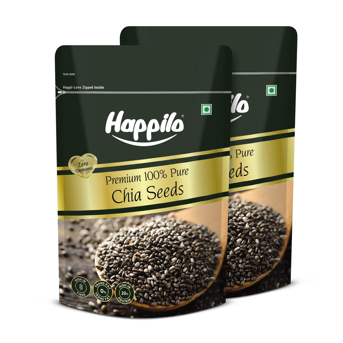 Happilo Premium Raw Chia Seeds 200g (Pack of 1) | Seed for Eating | Healthy Snacks | Good for Weight Management | Nutrient-Rich Superfood, High in Omega-3 Fatty