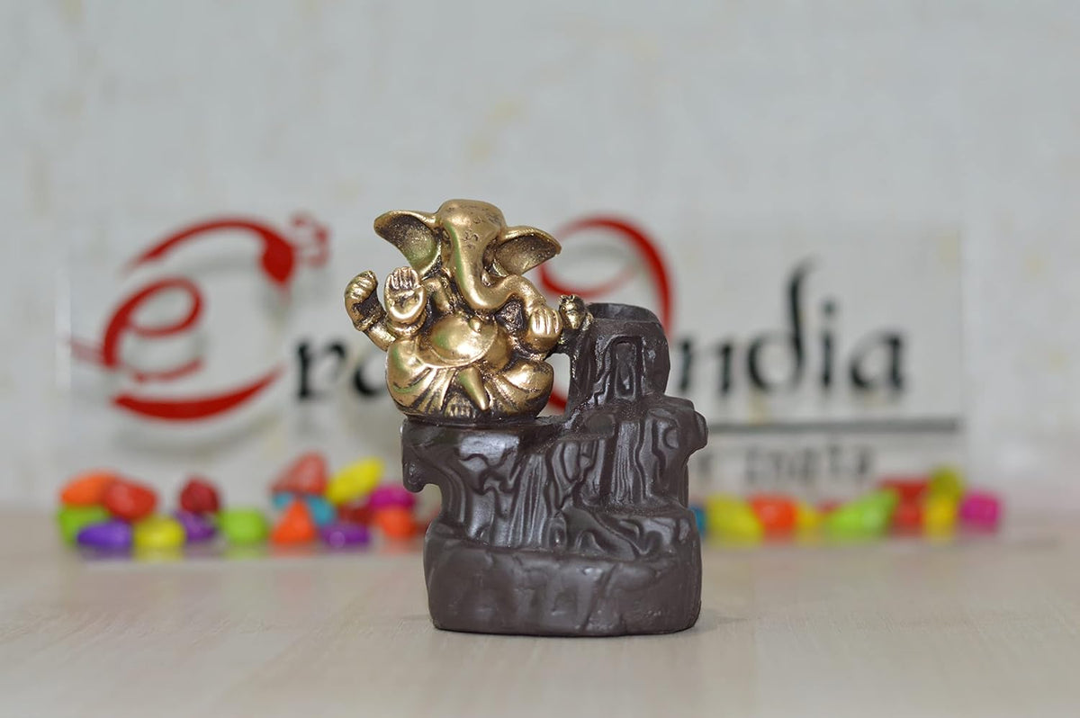 eCraftIndia Ganesha Smoke Backflow Incense Holder (3 cm x 3 cm x 5 cm, Brown) MSBIH119