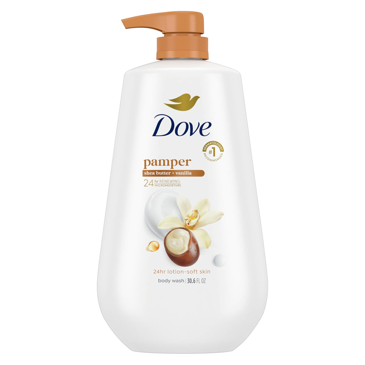 Dove Body Wash Pamper Shea Butter & Vanilla 30.6 oz Pump, Sulfate Free 30.6 Fl Oz (Pack of 1)
