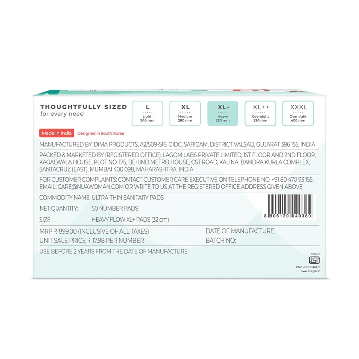 Nua Complete Comfort Sanitary Pads - Designed for Sensitive Skin | Pack of 50 pads for Heavy flow, with Disposal covers | Zero Irritation | Comfortable All-Day