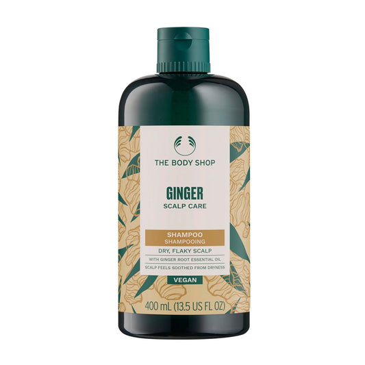 The Body Shop Ginger Scalp Care Shampoo, Dry, Flaky Scalp, With Ginger Root Essential Oil, Scalp Feels Soothed From Dryness, Vegan | 400 mL / 13.5 Oz