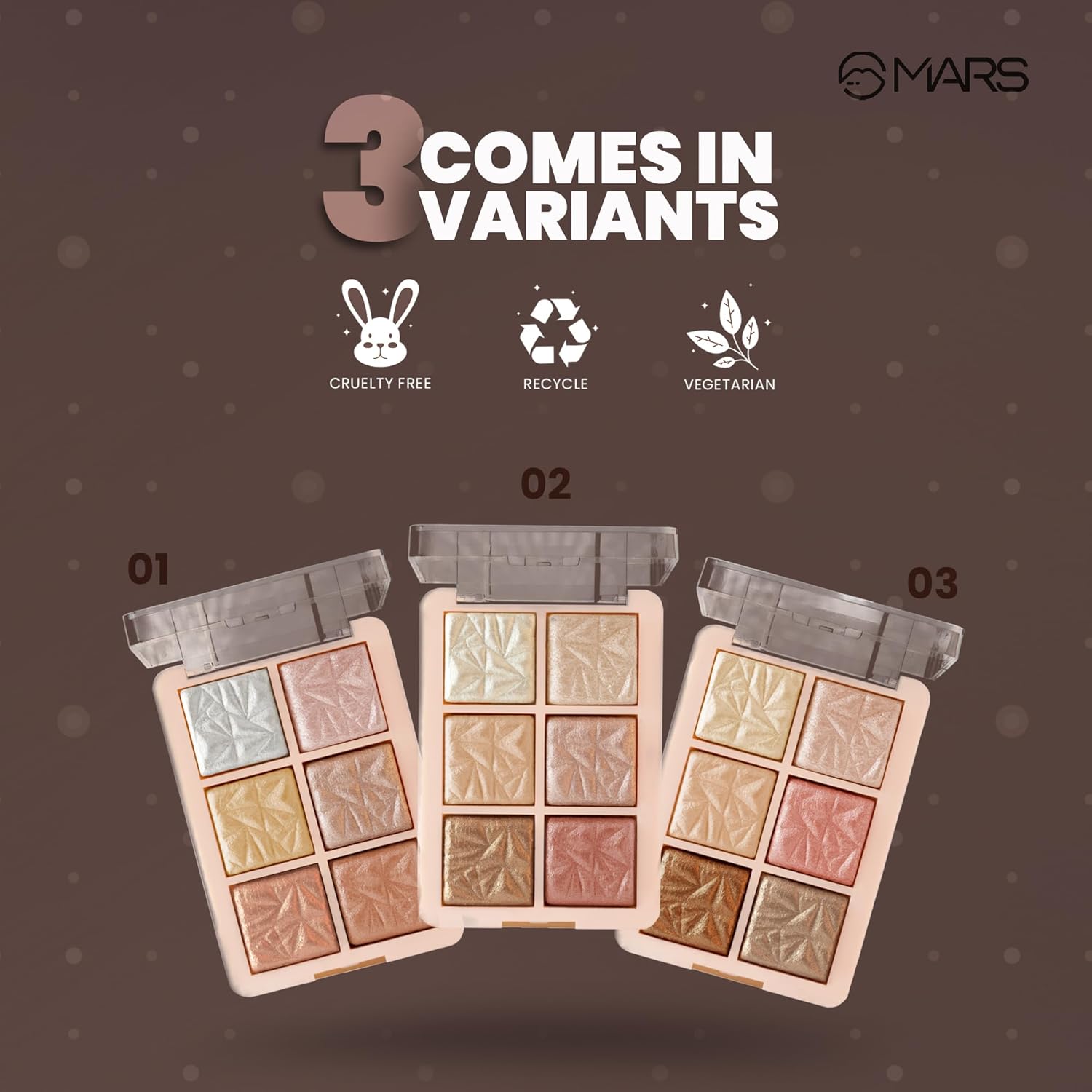 MARS Glowzilla 6 Colour Highlighter Palette | Ultra Blendable & Long Lasting | Blinding Glow (12.0gm) (Shade-01)