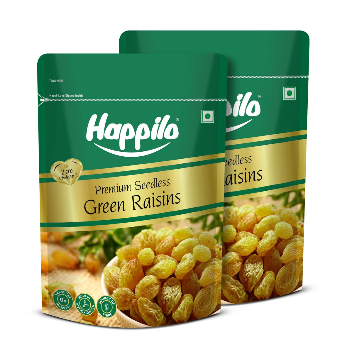 Happilo Premium Seedless Green Raisins 500g | Quality Kishmish/Kismis | Dry Fruits, Healthy Snacks | Rich in Iron & Vitamin B | Antioxidant Rich | Healthy Dry F