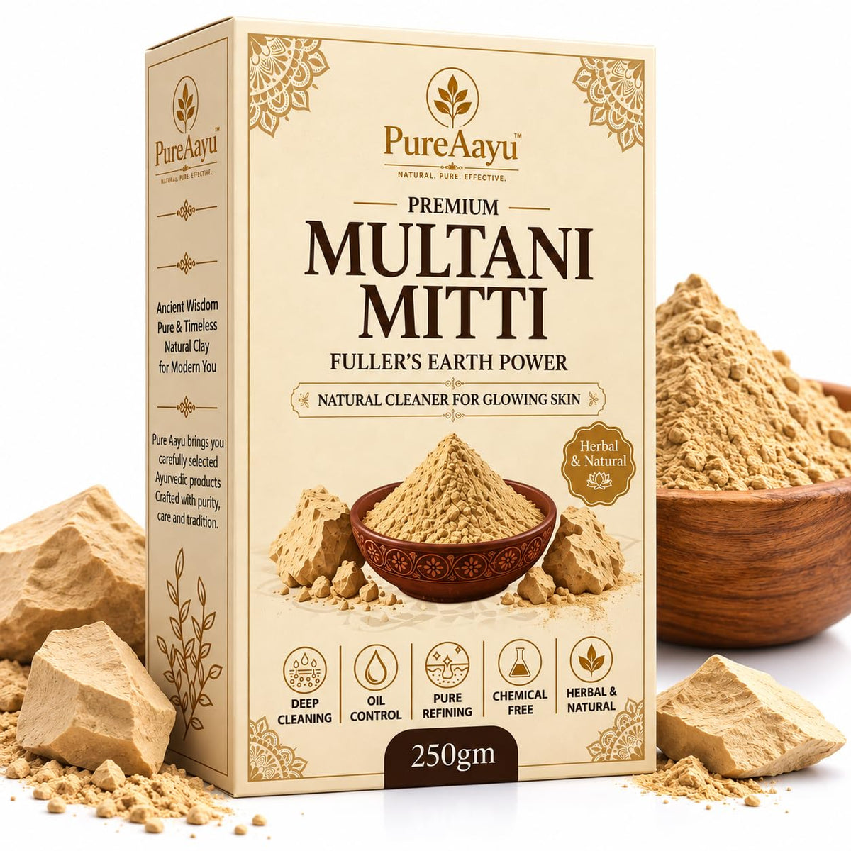 Multani Mitti Powder, Natural Fuller’s Earth Clay for Face, Hair & Skin, 250g