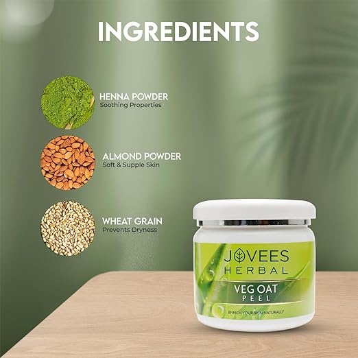 JOVEES HERBAL Jovees Veg Oat Face Peel Removes Acne Pimple and Tanning | with Almond Powder and Wheat Grain 250g