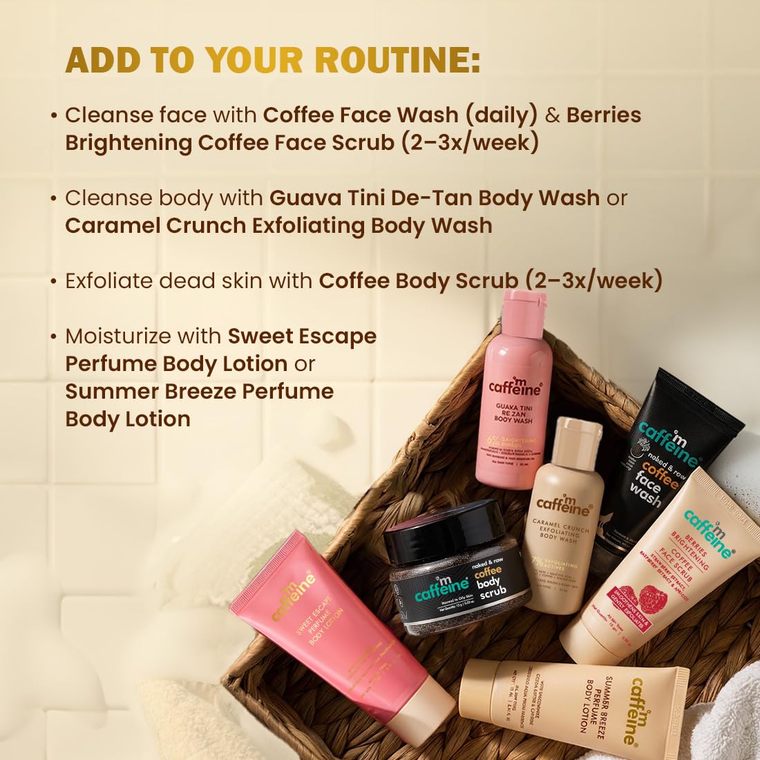mCaffeine Body Bliss Discovery Gift Set| Rakhi Gift Set & Perfect for gifting on any occasion| For both men & women| Complete Face & Body Care Kit| Includes Fac