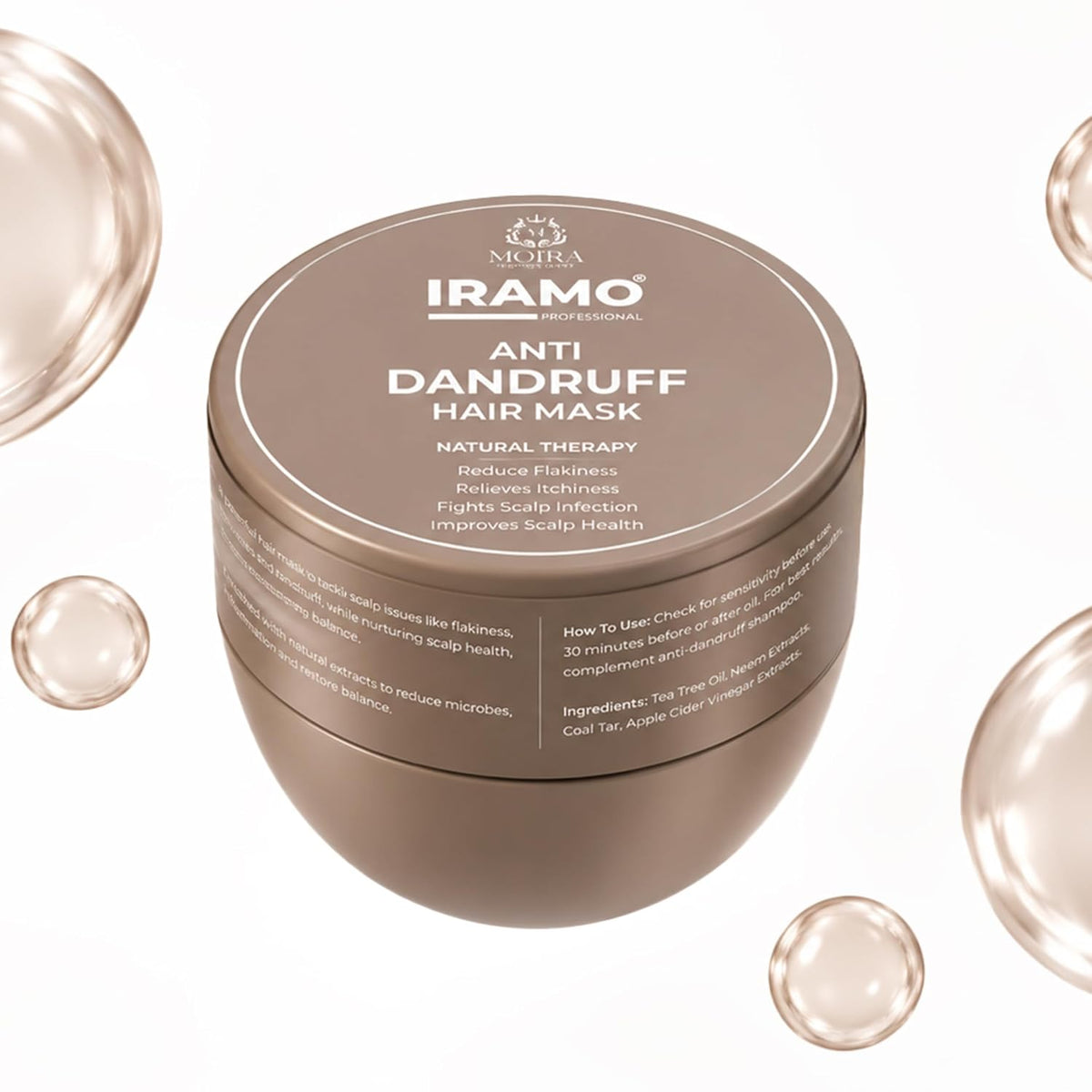 IRAMO Professional Anti-Dandruff Hair Mask with Tea Tree Oil, Salicylic Acid & Neem | Natural Therapy for Itchy & Flaky Scalp Relief | Exfoliating & Purifying S