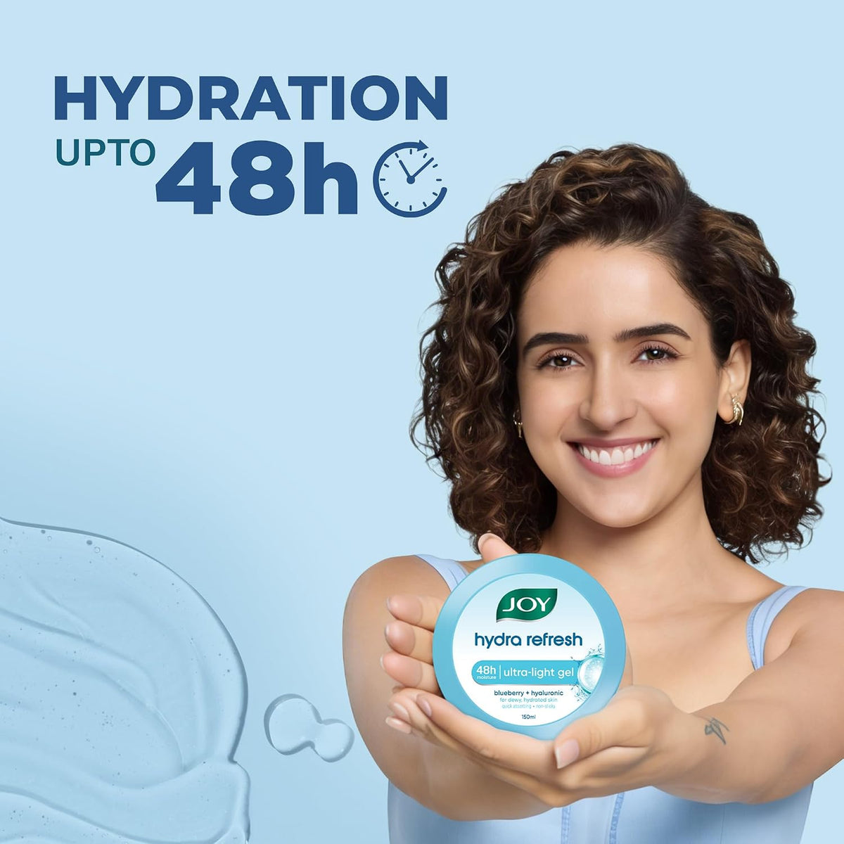 Joy Hydra Refresh Ultra Light Oil-Free Gel Moisturizer for Oily & Acne-Prone Skin | Hyaluronic Acid + Panthenol | 48hr Hydration, Non-Sticky Matte Finish | 150m