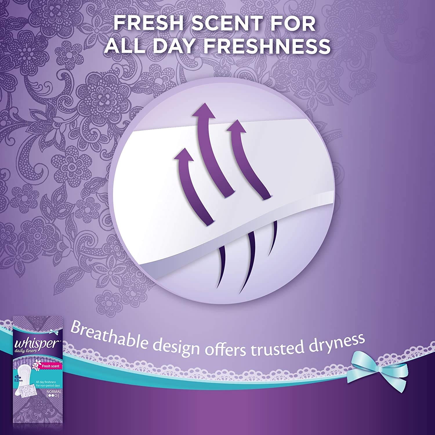 Whisper - Clean and Fresh Daily Liners, 40 Sanitary pads for women (Pack of 1)