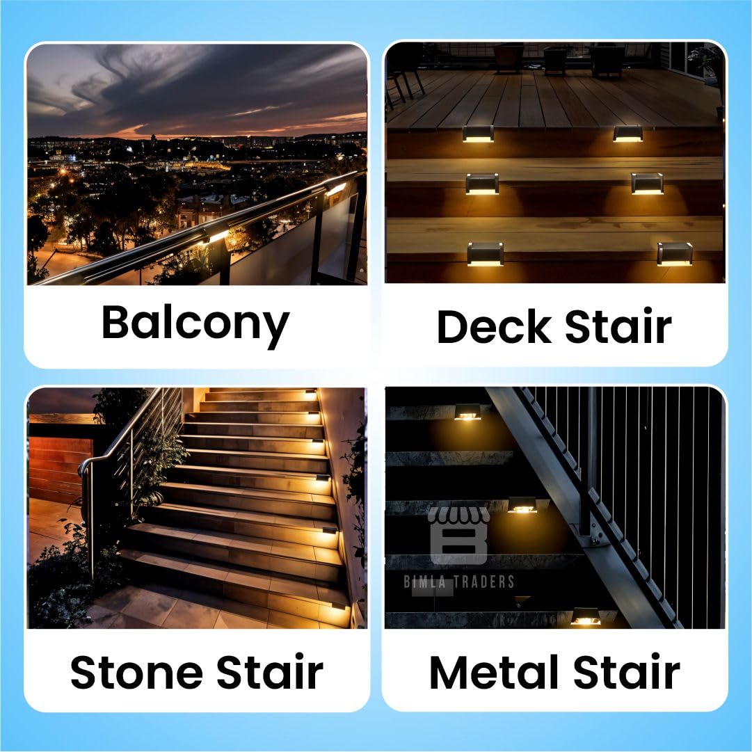 BTAG Solar-Powered Deck Light – IP65 Waterproof LED Step, Stair, Fence & Railing Light with Wide-Angle Illumination, Rechargeable Outdoor Lighting for Yard, Pat