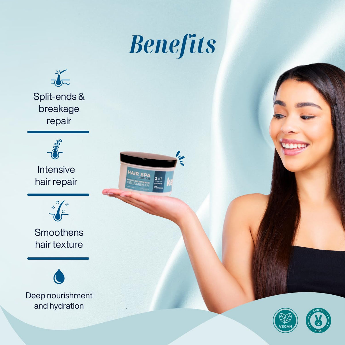 Keywest Professional Hair Spa Cream - 500gm | 2in1 Formula Hair Repair + Hair Smoothening Creambath | Enriched with Aloe Vera Goodness