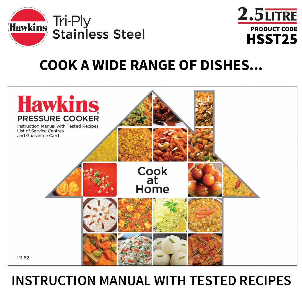 Hawkins 1.5 Litre Triply Stainless Steel Pressure Cooker, Inner Lid Induction Baby Cooker, Silver (HSST15) 1.5 Litres