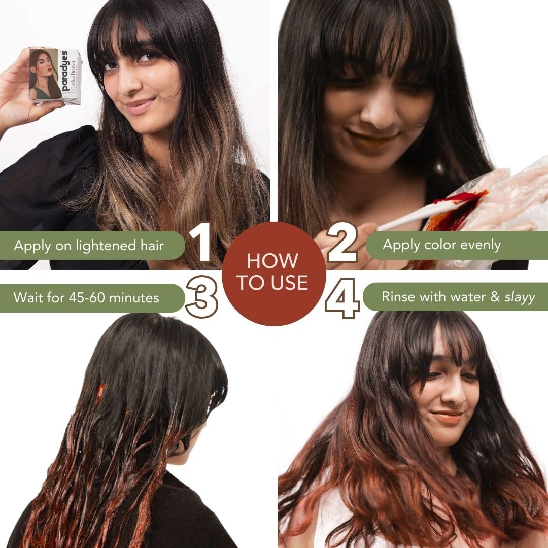 Paradyes Semi-Permanent Coffee Brown Hair Colour | Conditioner-Based DIY Colour | For Colour Refresh | Best on Pre-Lightened Hair | 120g