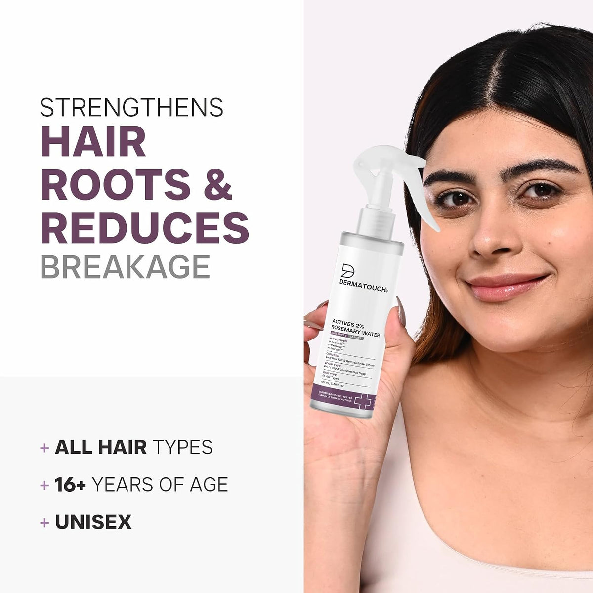 DERMATOUCH Rosemary hair Spray for Hair Growth | Advance 2% Actives Rosemary, Redensyl, Anagain and Procapil Spray Mist for Fall Control, Stimulates for Hair Gr