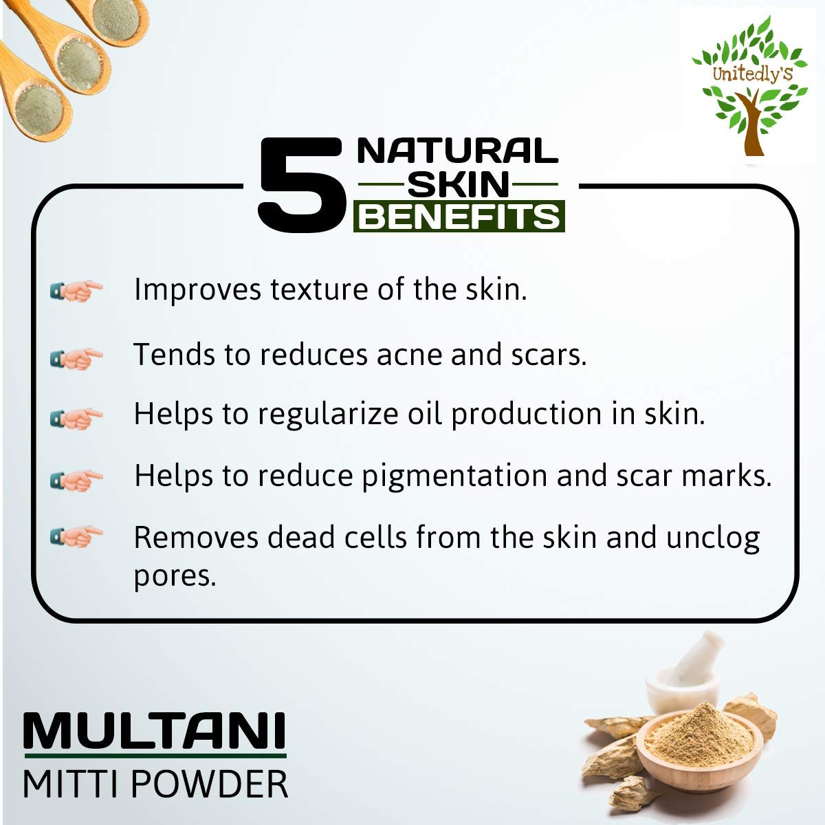 United's Pure & Natural Multani Mitti Powder (Fuller's Earth) 200 Grams For Face, Skin ,Hair Care.