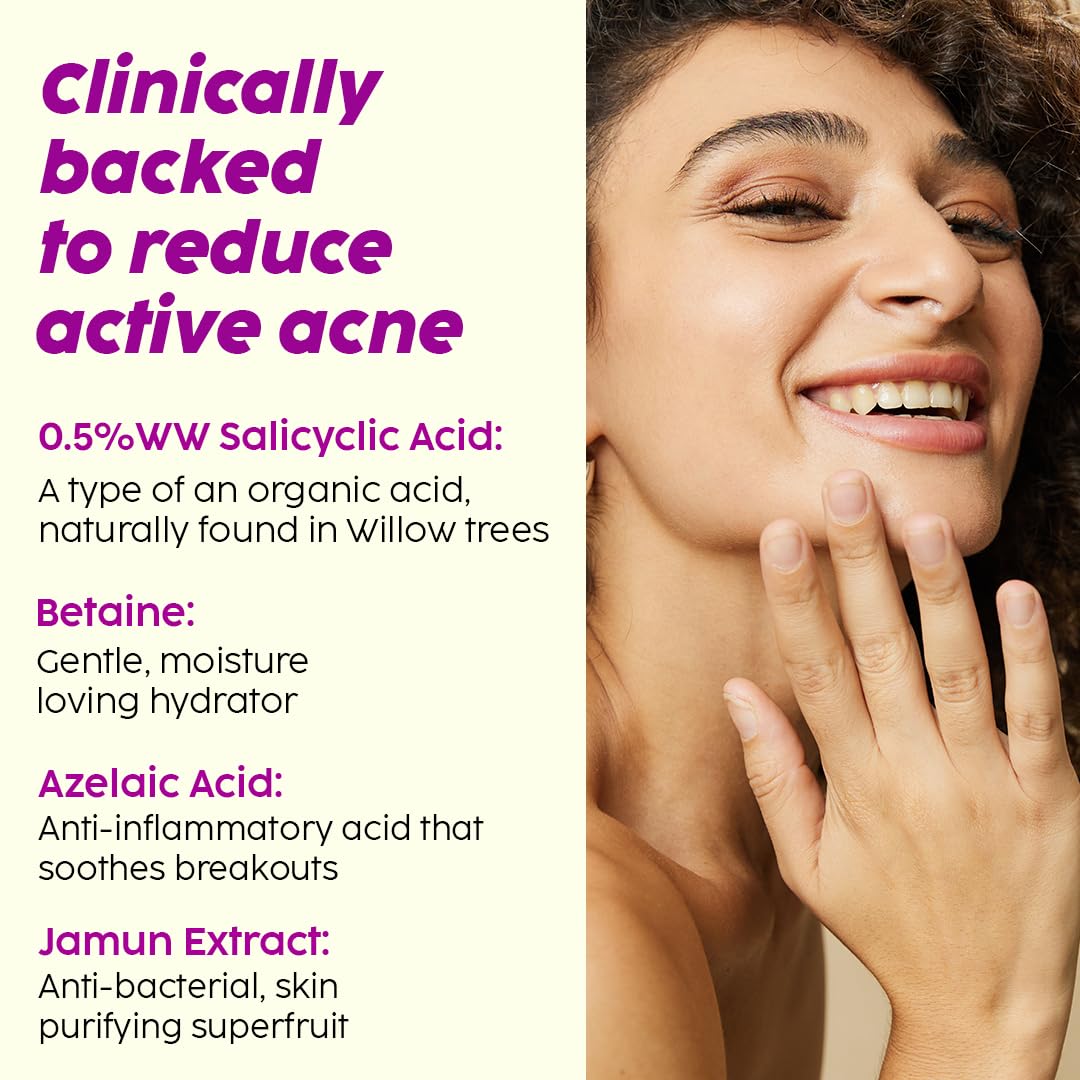 PLIX - THE PLANT FIX Jamun Active Acne Regime with Toner & 0.5% w/w Salicylic Acid Cleanser to Unclog Pores & Reduce Acne
