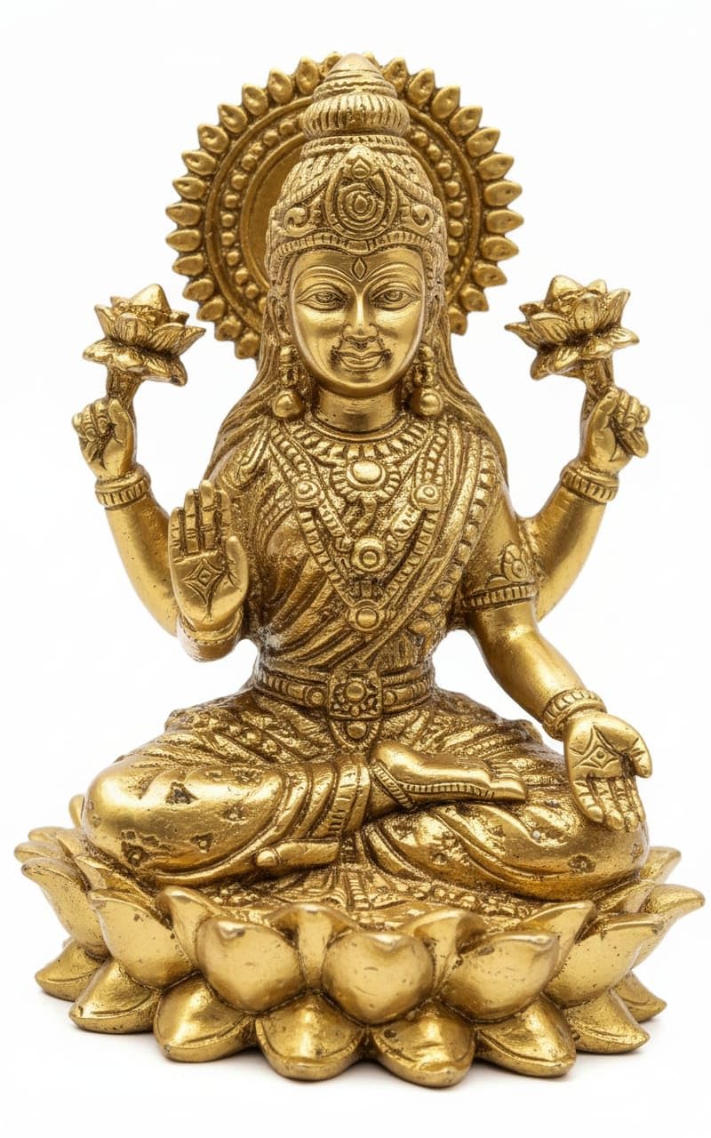 Ality Laxmi Ji Idol for Home Temple Decoration | Elegant Brass Murti for Pooja Room, Gift, and Spiritual Decor | Goddess Lakshmi Statue for Prosperity and Good