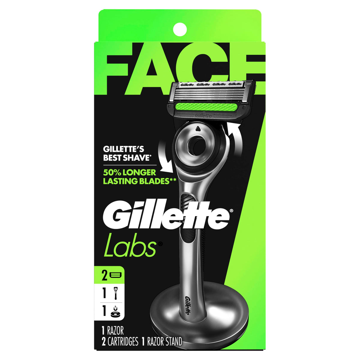 Gillette Labs Razor For Men, With 2D Flexdisc Technology, Magnetic Stand, Exfoliating Bar, Metallic Handle, 5 Anti-Friction Blades,Precision Trimmer,Waterproof
