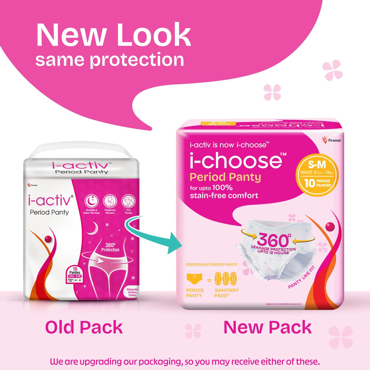 i-activ / i-choose Period Panty for Girls & Women | S-M | 10's Pack | Disposable Period Panties for Women Heavy Flow Periods | For First Periods of Young Teens