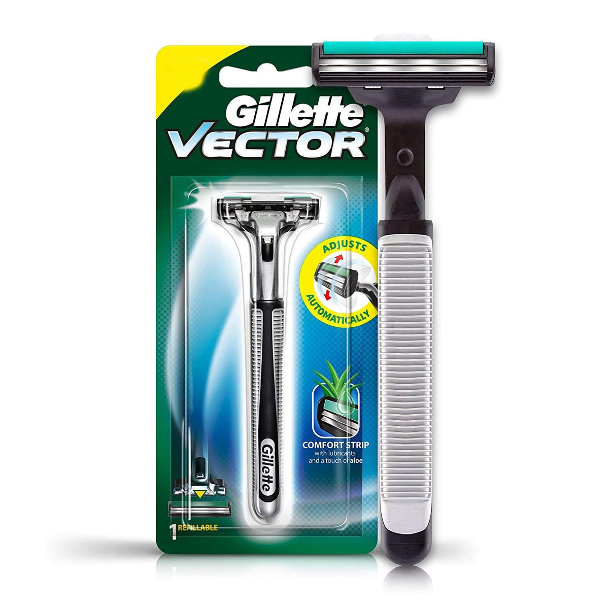 Gillette Vector Plus Manual Shaving Razor, 1 Pc 1 count (Pack of 1) Shaving Razor