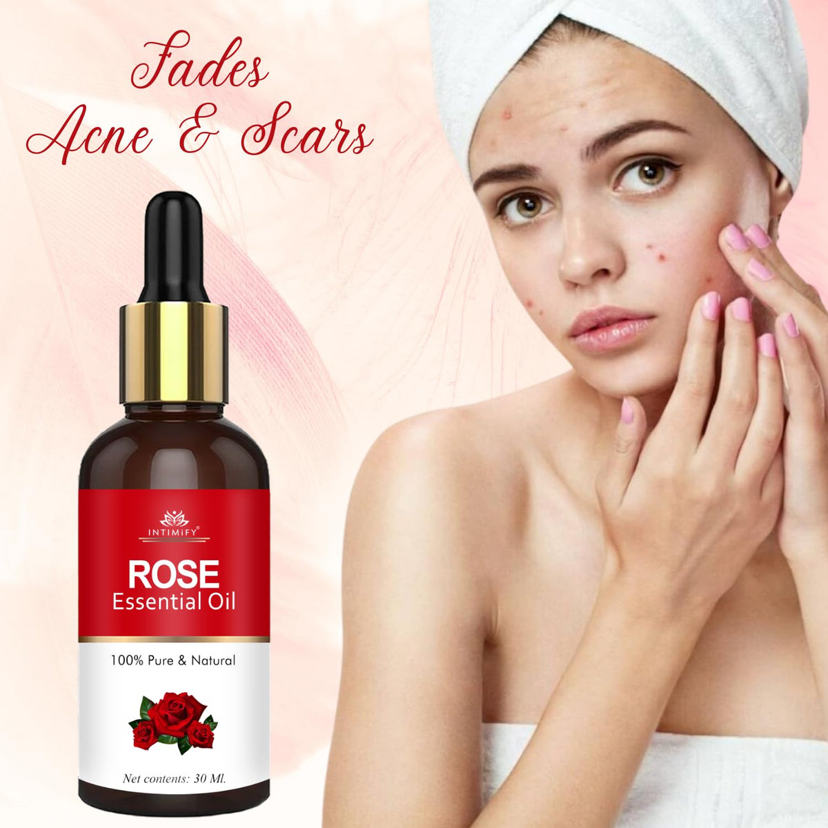 INTIMIFY Rose Essential Oil For Hair, Face Glow, Diffuser 30 ml (Pack of 1)