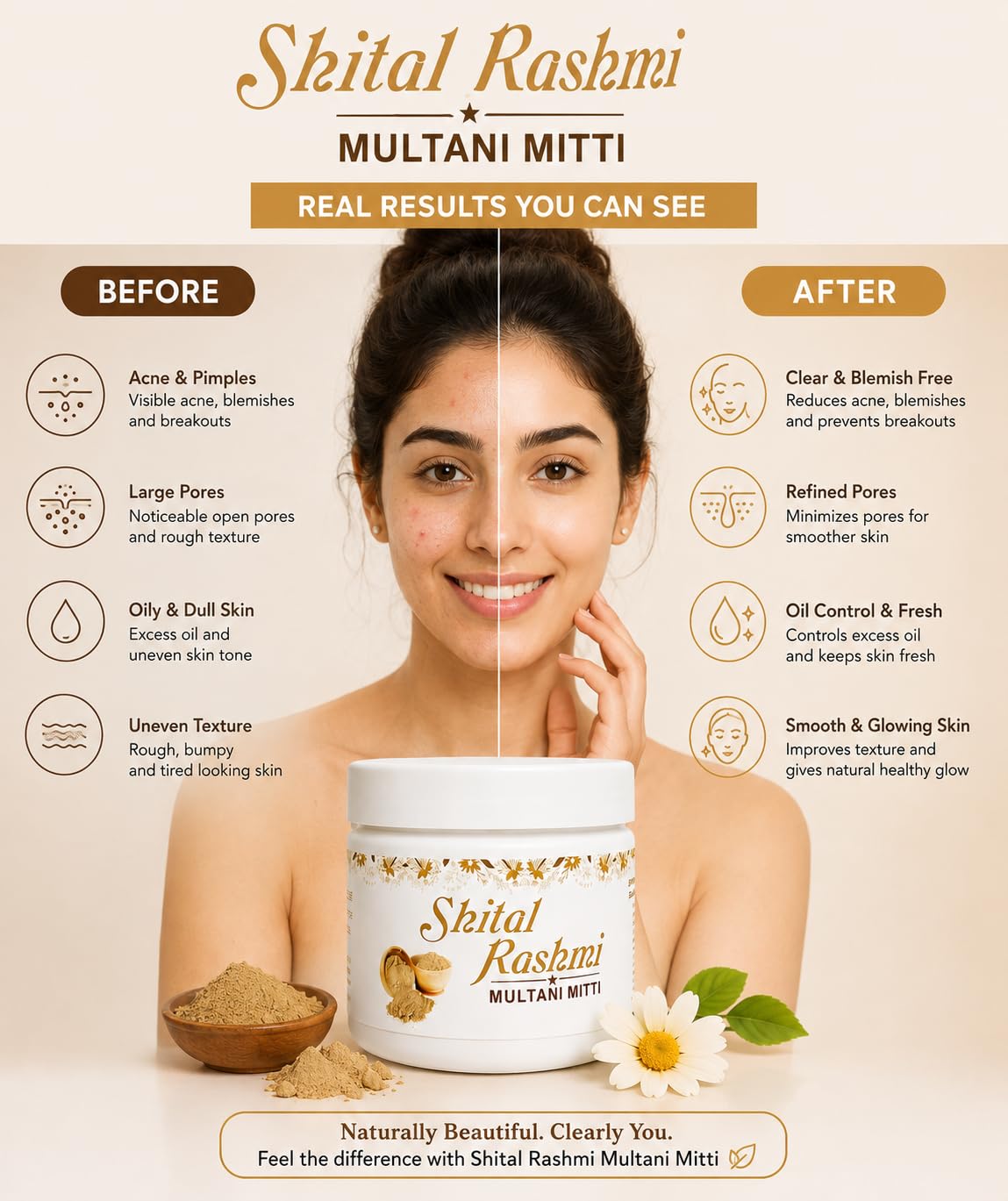 Multani Mitti Face Pack, Natural Herbal Formula